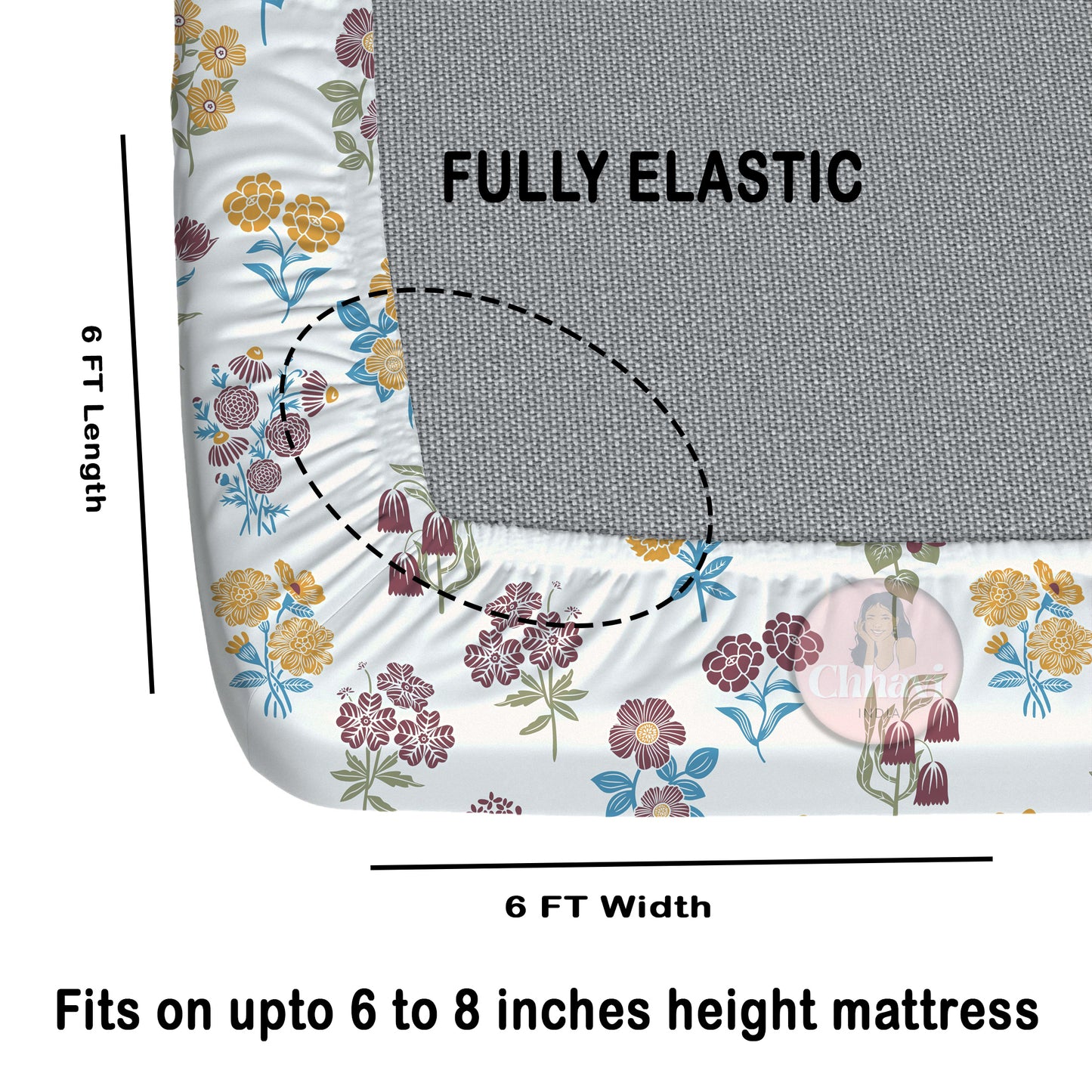 CHHAVI INDIA 210 TC Microfiber Fitted Double Size Printed Bedsheet With 2 Pillow covers