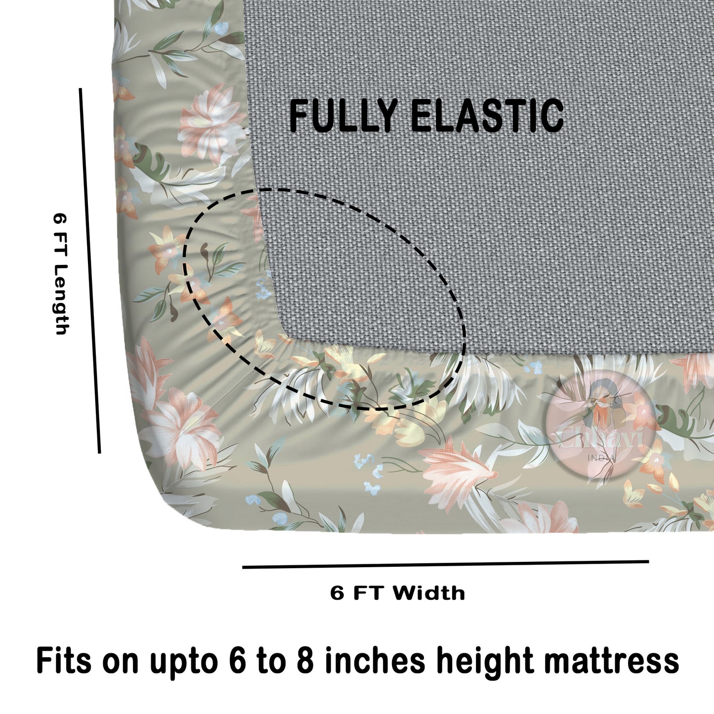 CHHAVI INDIA 210 TC Microfiber Fitted Double Size Printed Bedsheet With 2 Pillow covers