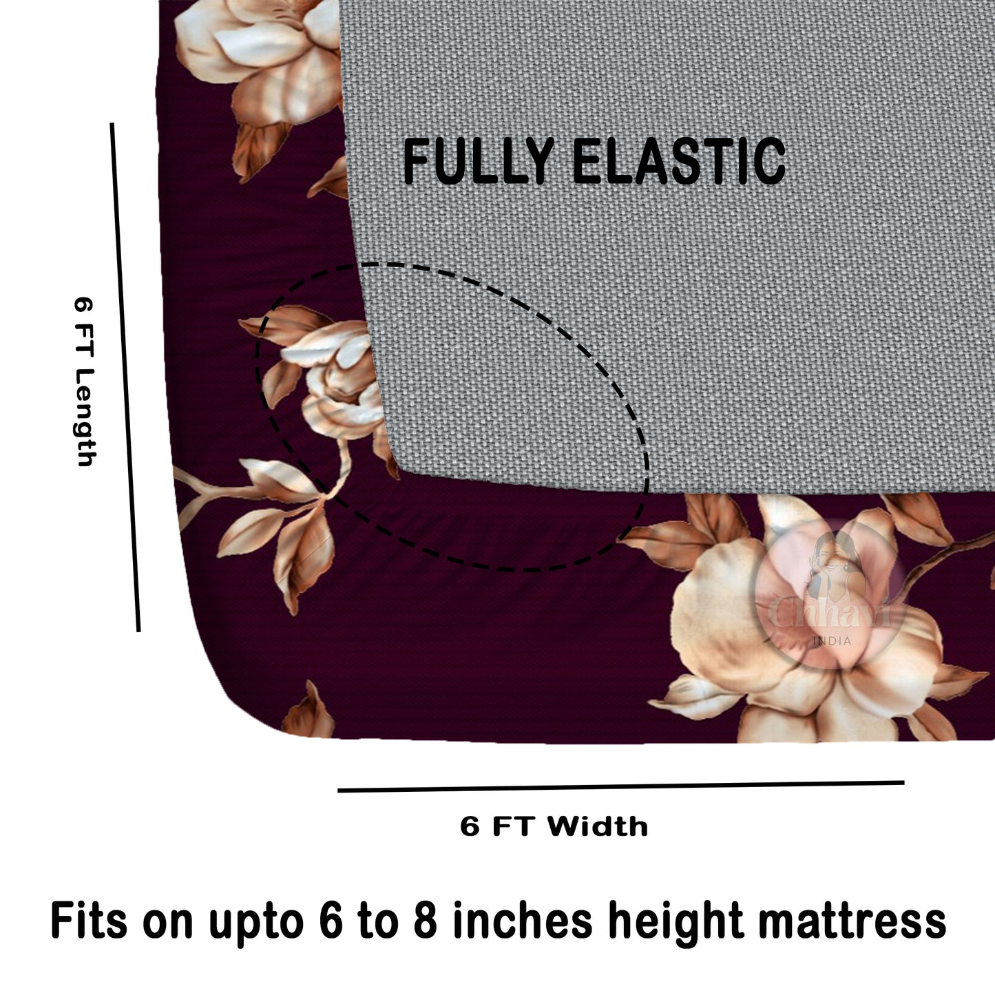 CHHAVI INDIA 210 TC Microfiber Double Fitted  Size Printed Bedsheet