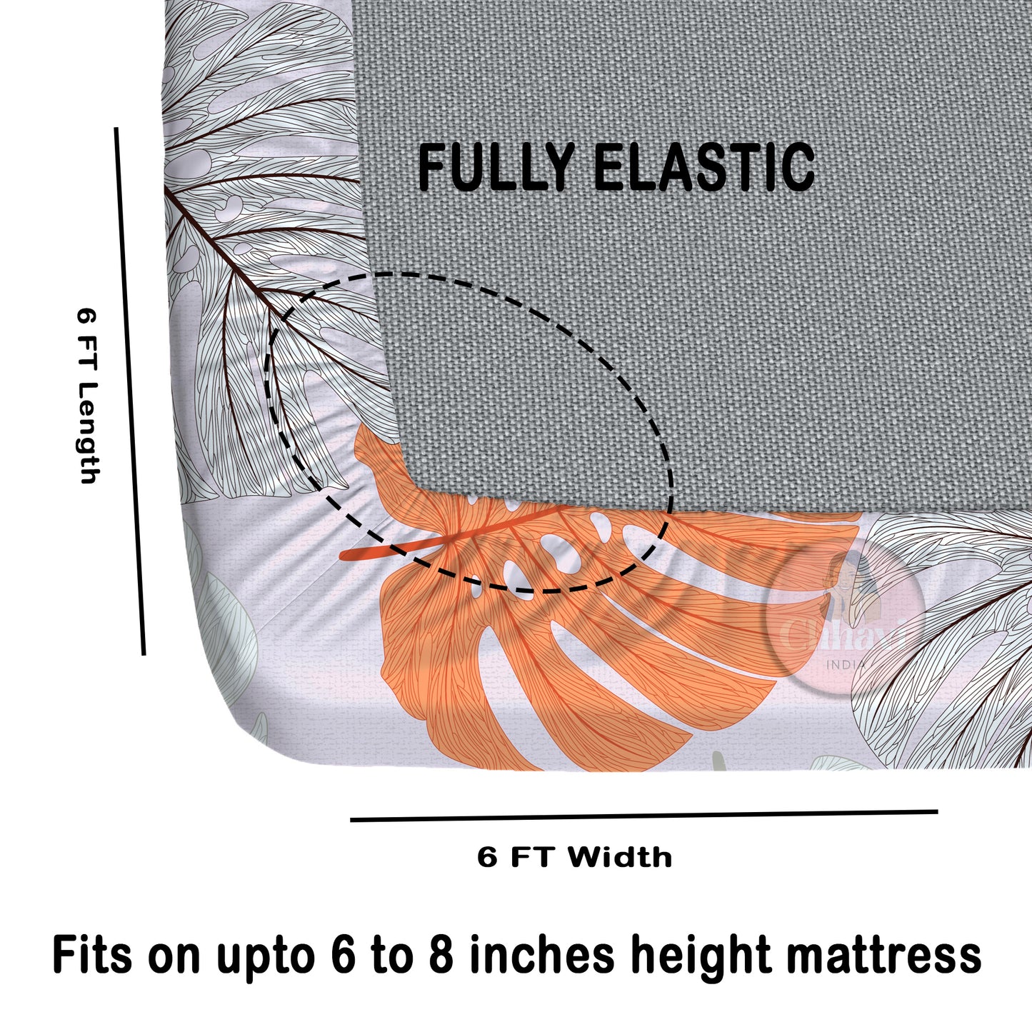CHHAVI INDIA 210 TC Microfiber Double Fitted  Size Printed Bedsheet