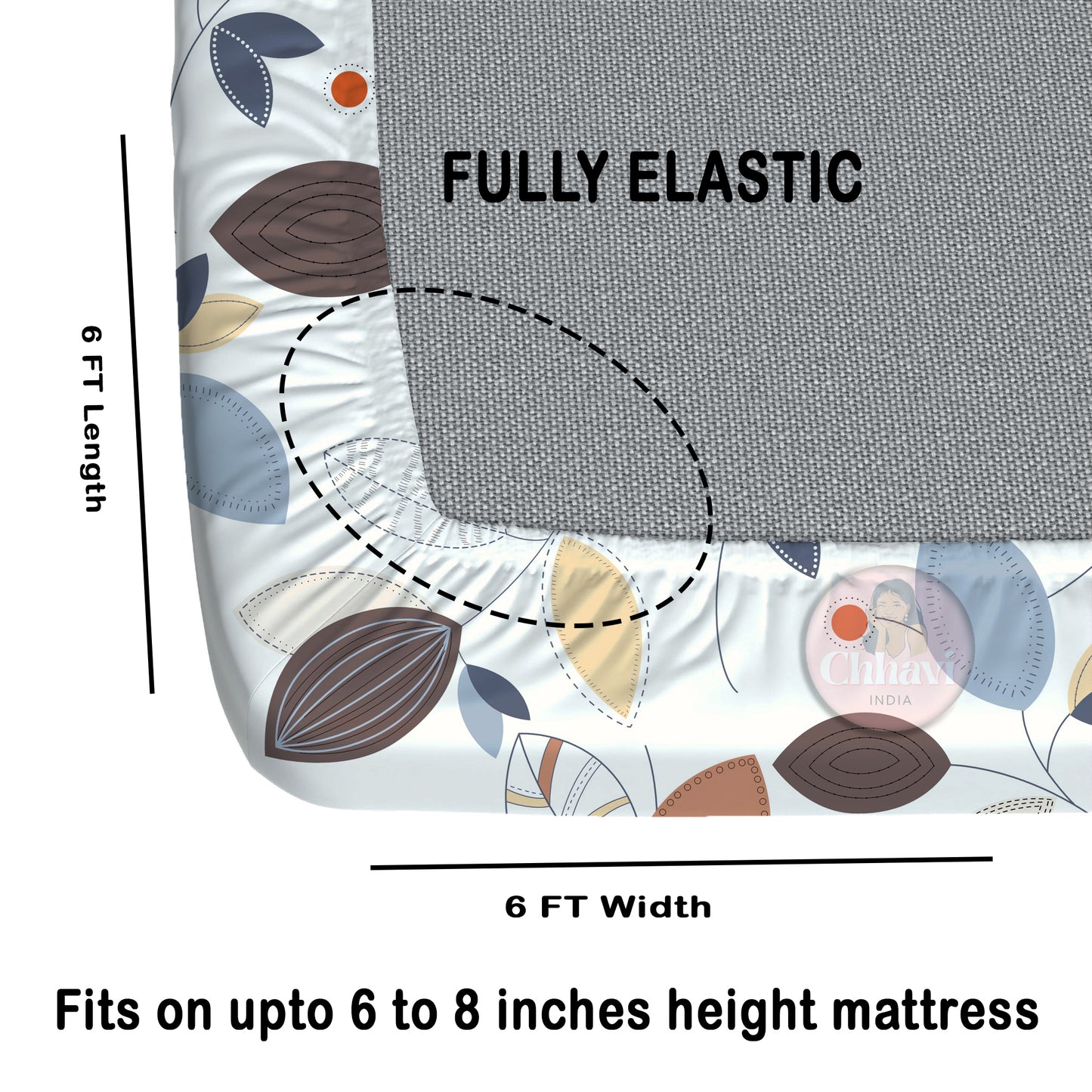 CHHAVI INDIA 210 TC Microfiber Fitted Double Size Printed Bedsheet With 2 Pillow covers