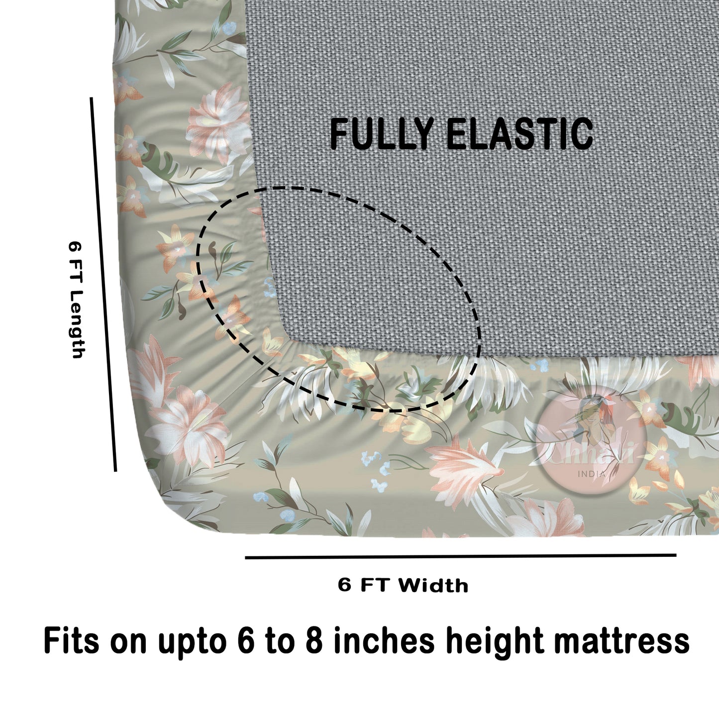 CHHAVI INDIA 210 TC Microfiber Double Fitted  Size Printed Bedsheet