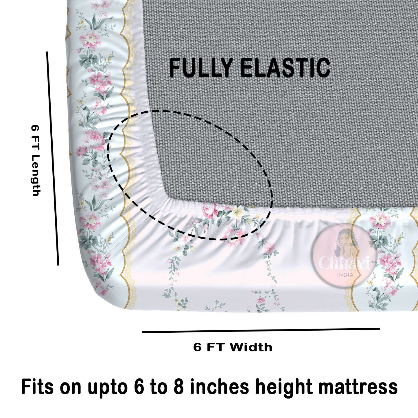 CHHAVI INDIA 210 TC Microfiber Fitted Double Size Printed Bedsheet With 2 Pillow covers