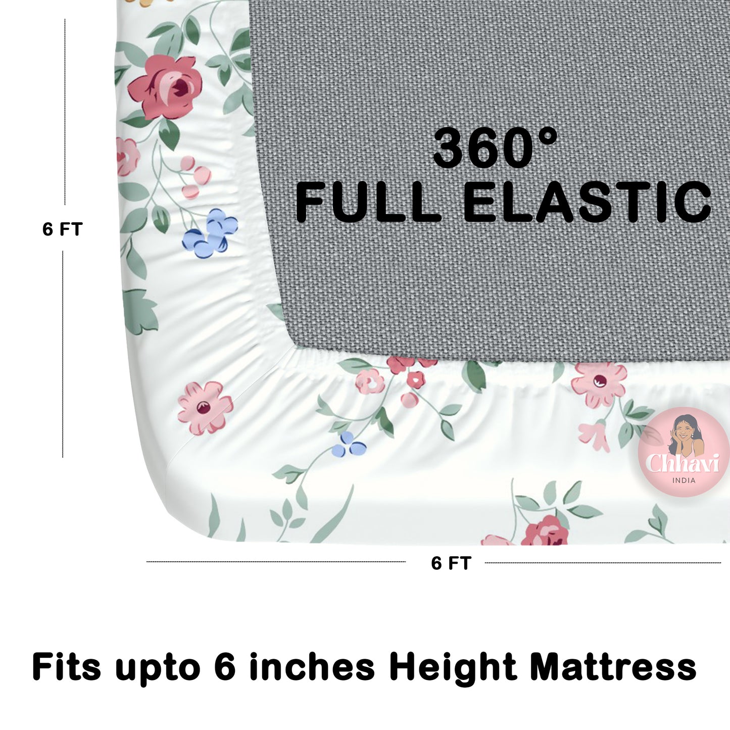 CHHAVI INDIA 210 TC Microfiber Fitted Double Size Printed Bedsheet With 2 Pillow covers