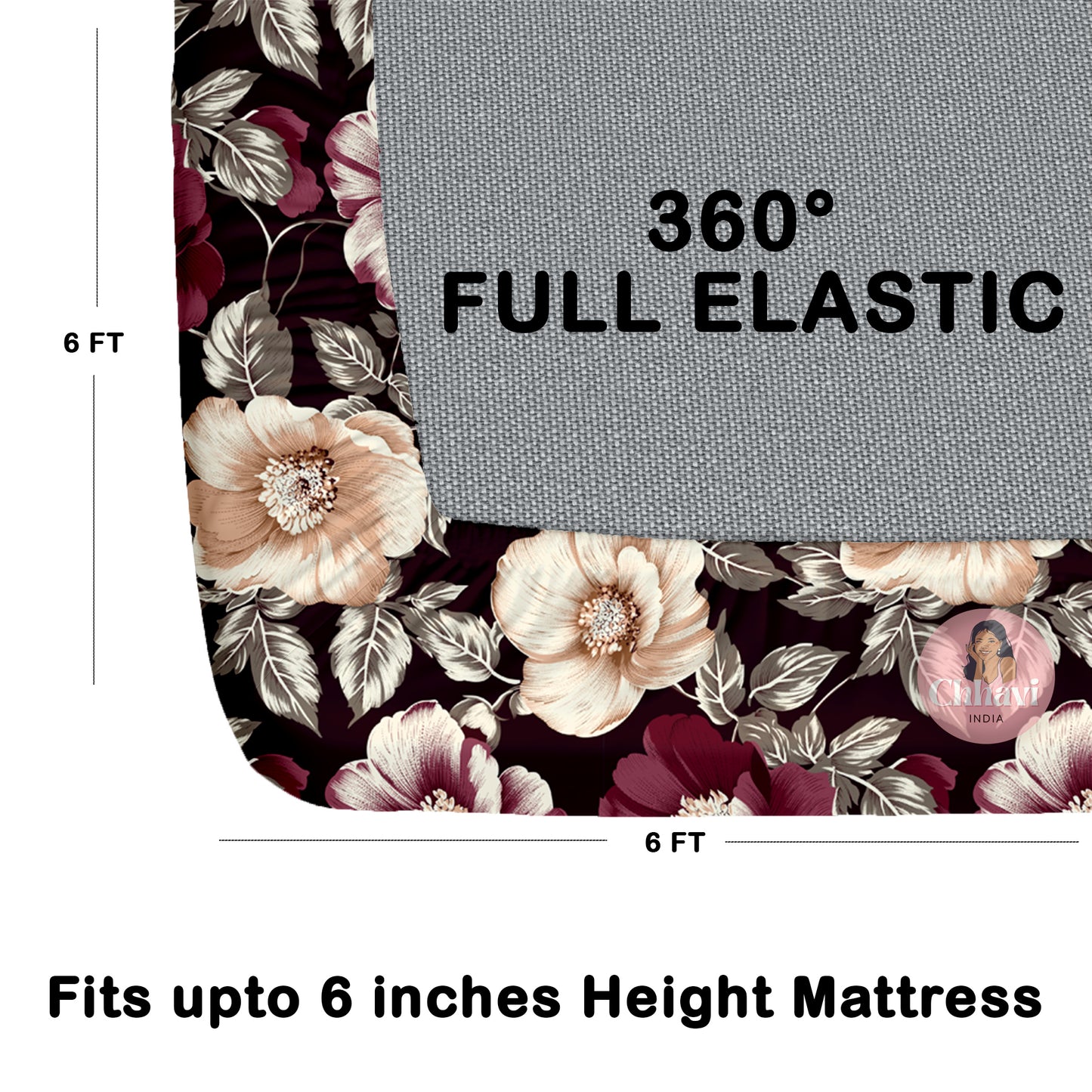 CHHAVI INDIA 210 TC Microfiber Double Fitted  Size Printed Bedsheet with 2 pillow covers