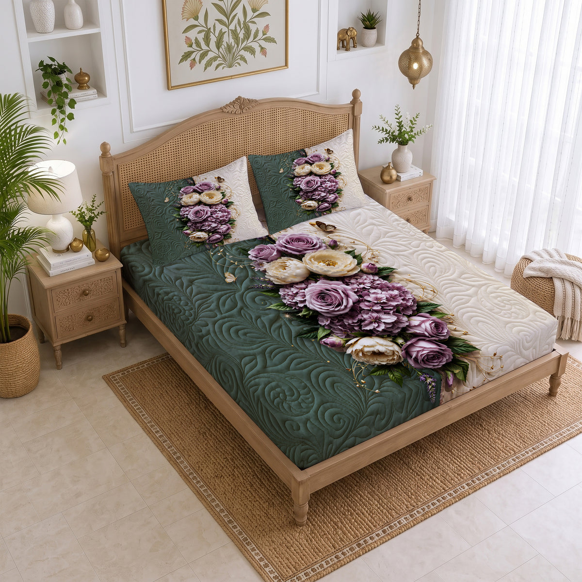 CHHAVI INDIA 210 TC Microfiber Printed King Size Bedsheet With 2 Pillow Covers