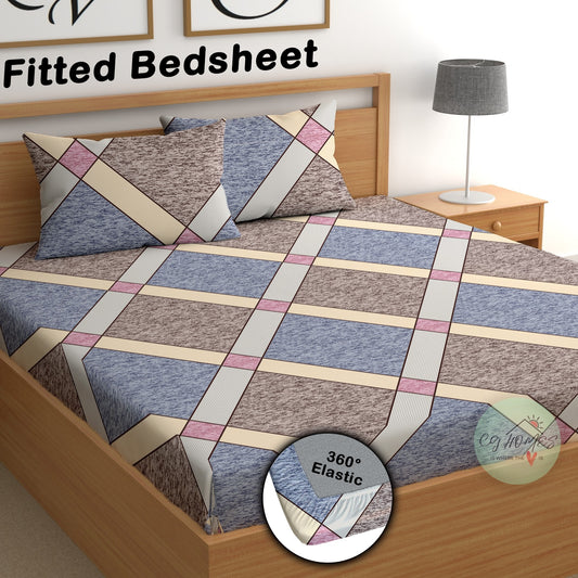 210 TC Microfiber Double Printed Fitted Bedsheet