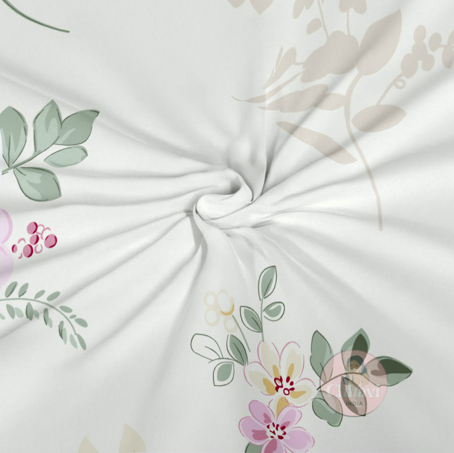CHHAVI INDIA 210 TC Microfiber Fitted Double Size Printed Bedsheet With 2 Pillow covers
