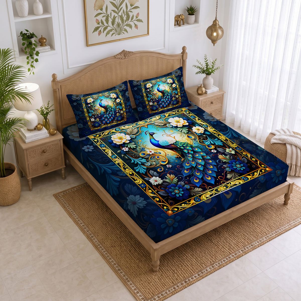 CHHAVI INDIA 210 TC Microfiber Printed King Size Bedsheet With 2 Pillow Covers