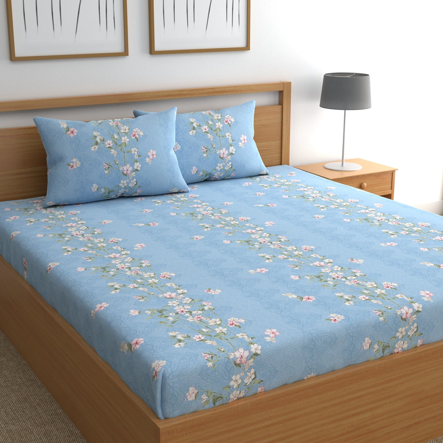 CHHAVI INDIA 210 TC Microfiber Printed Double Bedsheet With Pillow Covers