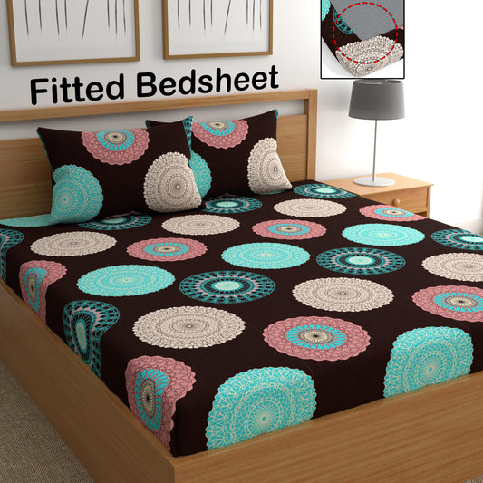 CHHAVI INDIA 210 TC Microfiber Fitted Double Size Printed Bedsheet