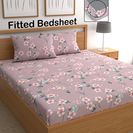 CHHAVI INDIA 210 TC Microfiber Fitted Double Size Printed Bedsheet