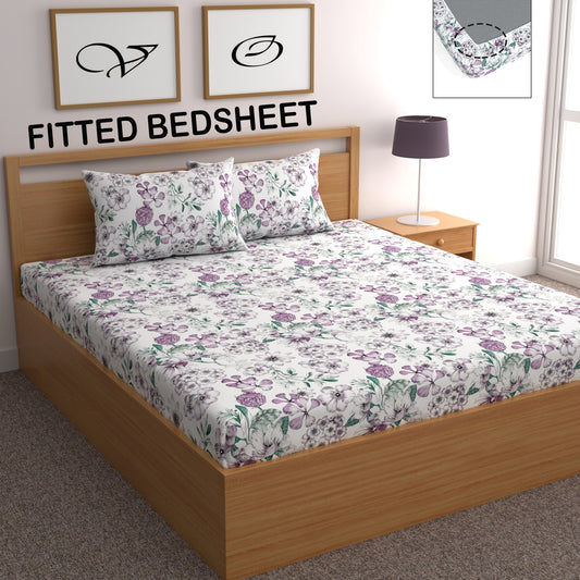 CHHAVI INDIA 210 TC Microfiber Fitted Double Size Printed Bedsheet