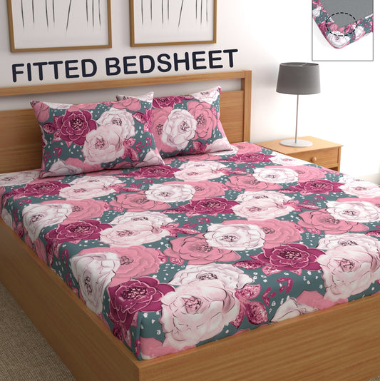 CHHAVI INDIA 210 TC Microfiber Fitted Double Size Printed Bedsheet