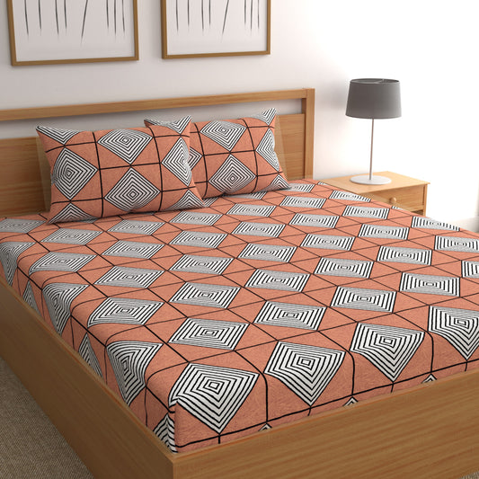 CHHAVI INDIA 210 TC Microfiber Printed Double Bedsheet With Pillow Covers