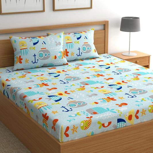 CHHAVI INDIA 210 TC Microfiber Printed Double Bedsheet With Pillow Covers