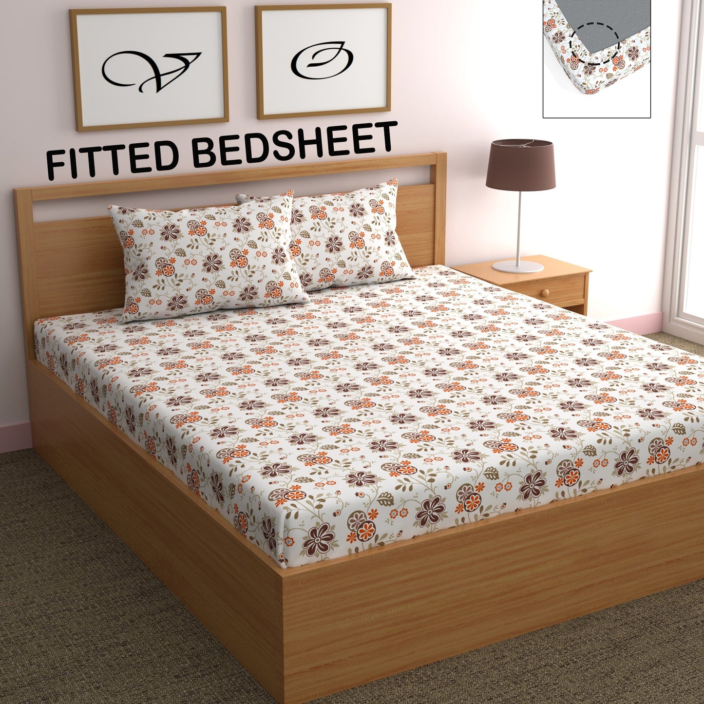 CHHAVI INDIA 210 TC Microfiber Fitted Double Size Printed Bedsheet