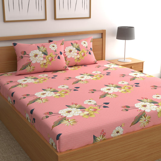 CHHAVI INDIA 210 TC Microfiber Printed Double Bedsheet With Pillow Covers