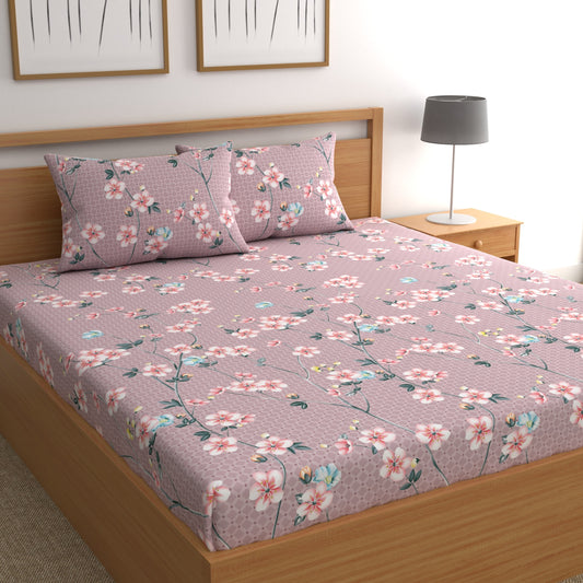 CHHAVI INDIA 210 TC Microfiber Printed Double Bedsheet With Pillow Covers