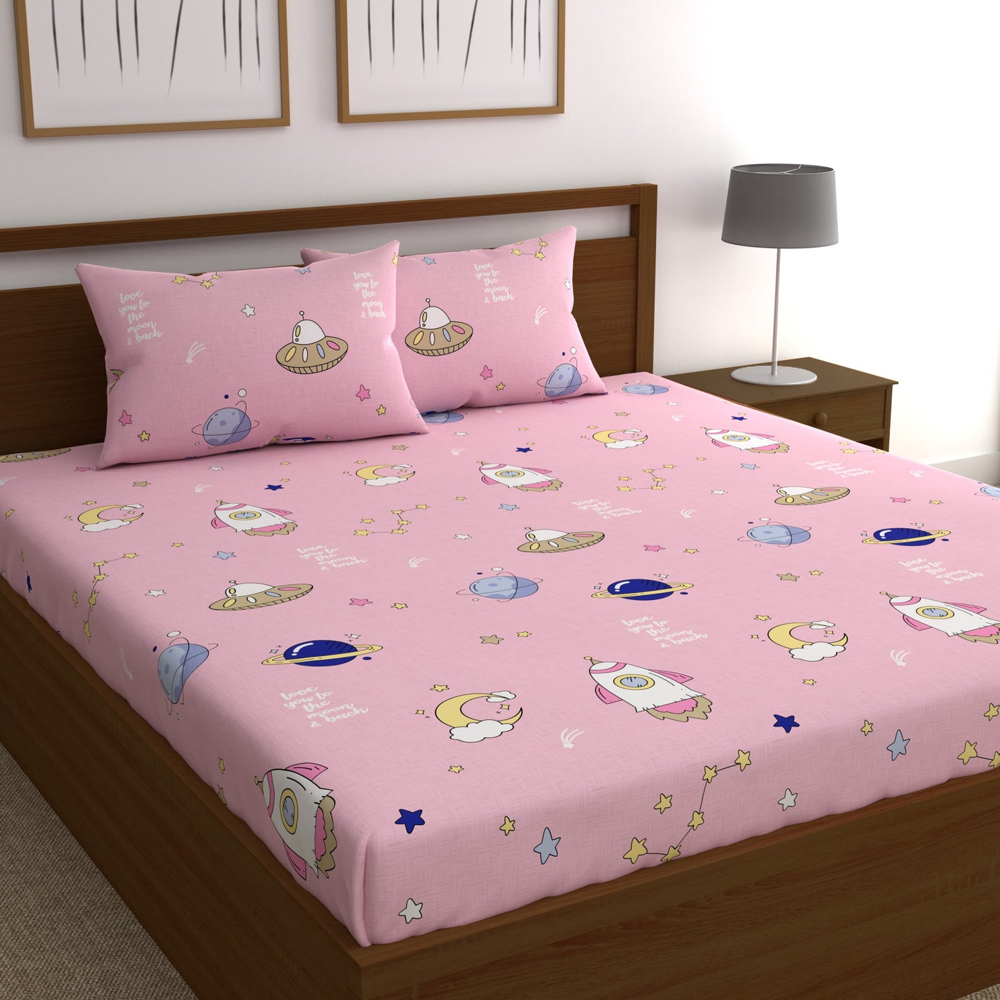CHHAVI INDIA 210 TC Microfiber Printed Double Bedsheet With Pillow Covers