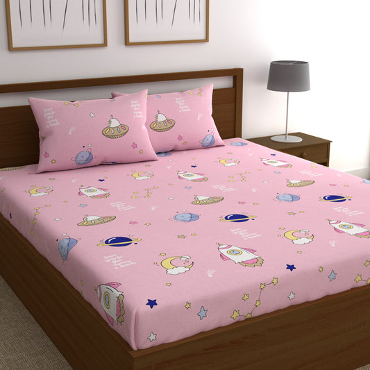 CHHAVI INDIA 210 TC Microfiber Printed Double Bedsheet With Pillow Covers