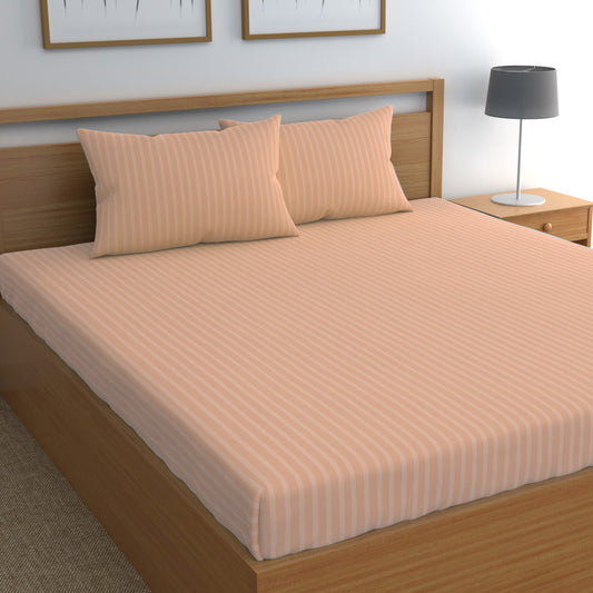 CHHAVI INDIA 210 TC Microfiber  Double Stripe Bedsheet With Pillow Covers