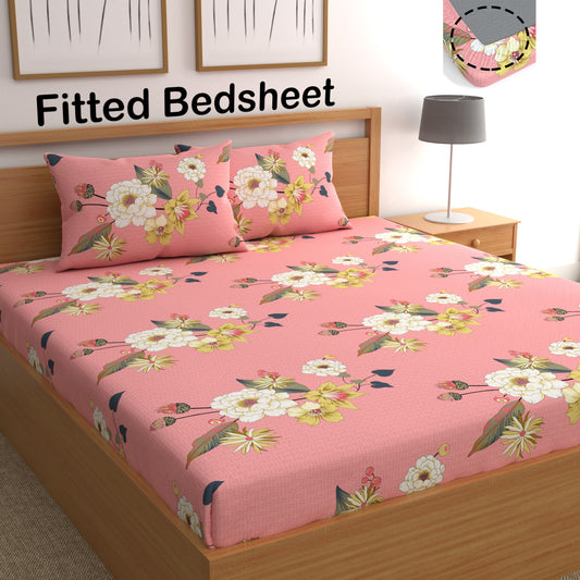 CHHAVI INDIA 210 TC Microfiber Fitted Double Size Printed Bedsheet