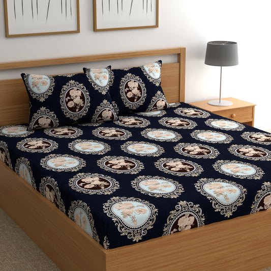 CHHAVI INDIA 210 TC Microfiber Printed Double Bedsheet With Pillow Covers