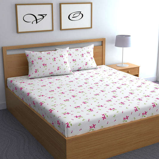 CHHAVI INDIA 210 TC Microfiber Printed Double Bedsheet With Pillow Covers