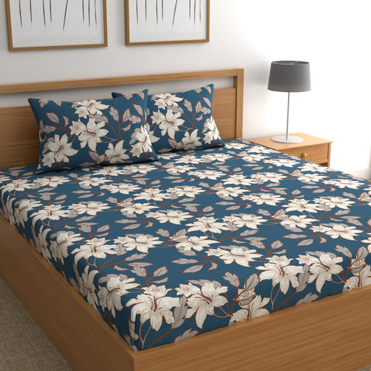 CHHAVI INDIA 210 TC Microfiber Printed Double Bedsheet With Pillow Covers