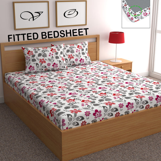 CHHAVI INDIA 210 TC Microfiber Fitted Double Size Printed Bedsheet