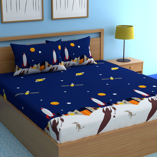 CHHAVI INDIA 210 TC Microfiber Printed Double Bedsheet With Pillow Covers