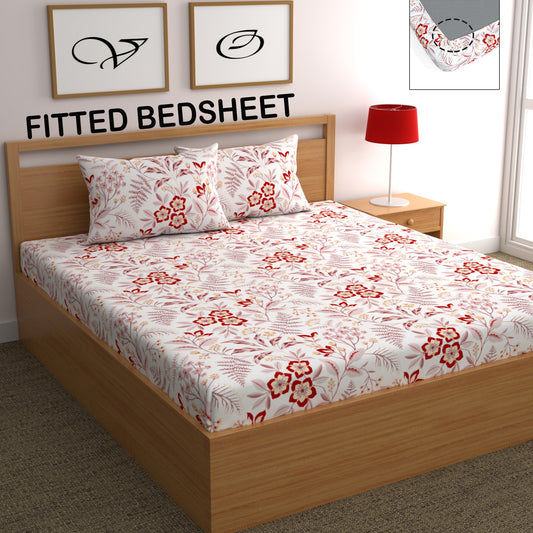 CHHAVI INDIA 210 TC Microfiber Fitted Double Size Printed Bedsheet