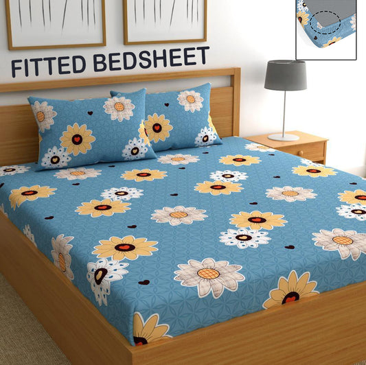 CHHAVI INDIA 210 TC Microfiber Fitted Double Size Printed Bedsheet
