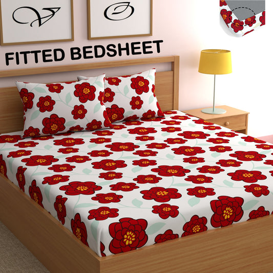 CHHAVI INDIA 210 TC Microfiber Fitted Double Size Printed Bedsheet