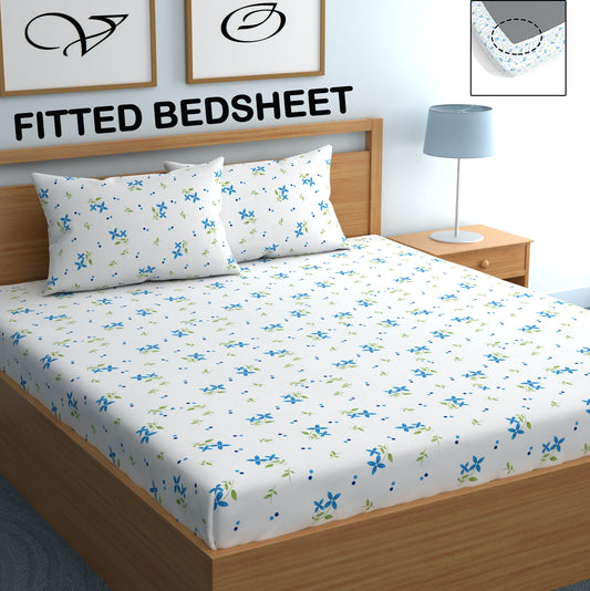 CHHAVI INDIA 210 TC Microfiber Fitted Double Size Printed Bedsheet