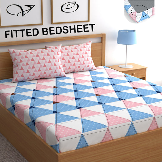 CHHAVI INDIA 210 TC Microfiber Fitted Double Size Printed Bedsheet