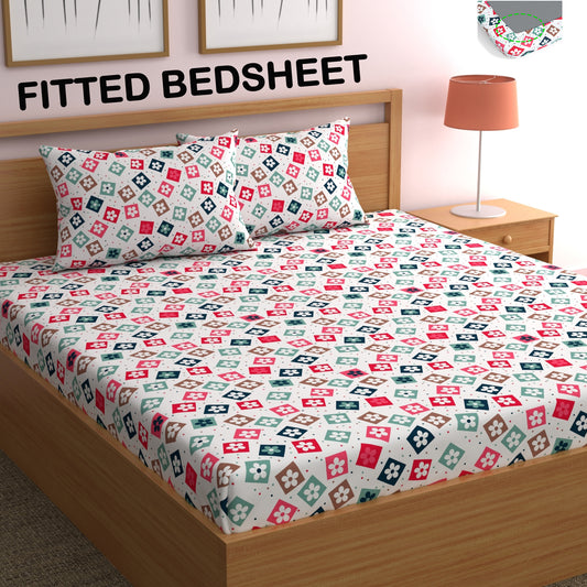 CHHAVI INDIA 210 TC Microfiber Fitted Double Size Printed Bedsheet