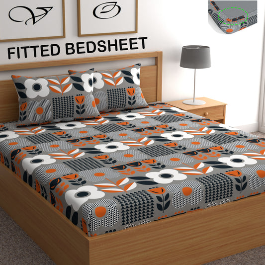 CHHAVI INDIA 210 TC Microfiber Fitted Double Size Printed Bedsheet