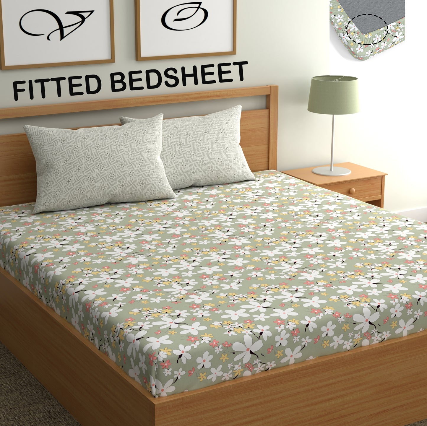 CHHAVI INDIA 210 TC Microfiber Fitted Double Size Printed Bedsheet