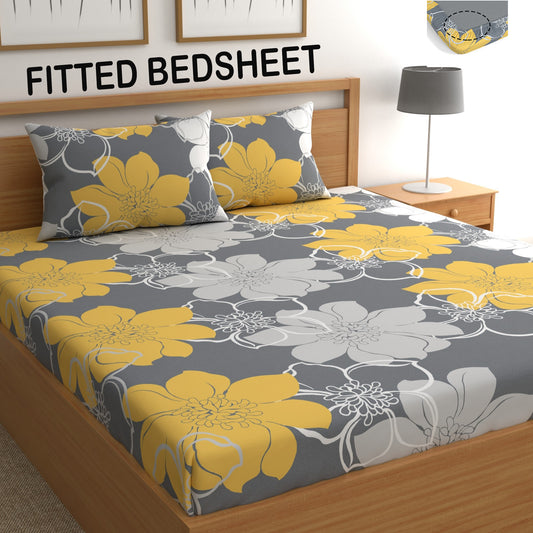 CHHAVI INDIA 210 TC Microfiber Fitted Double Size Printed Bedsheet