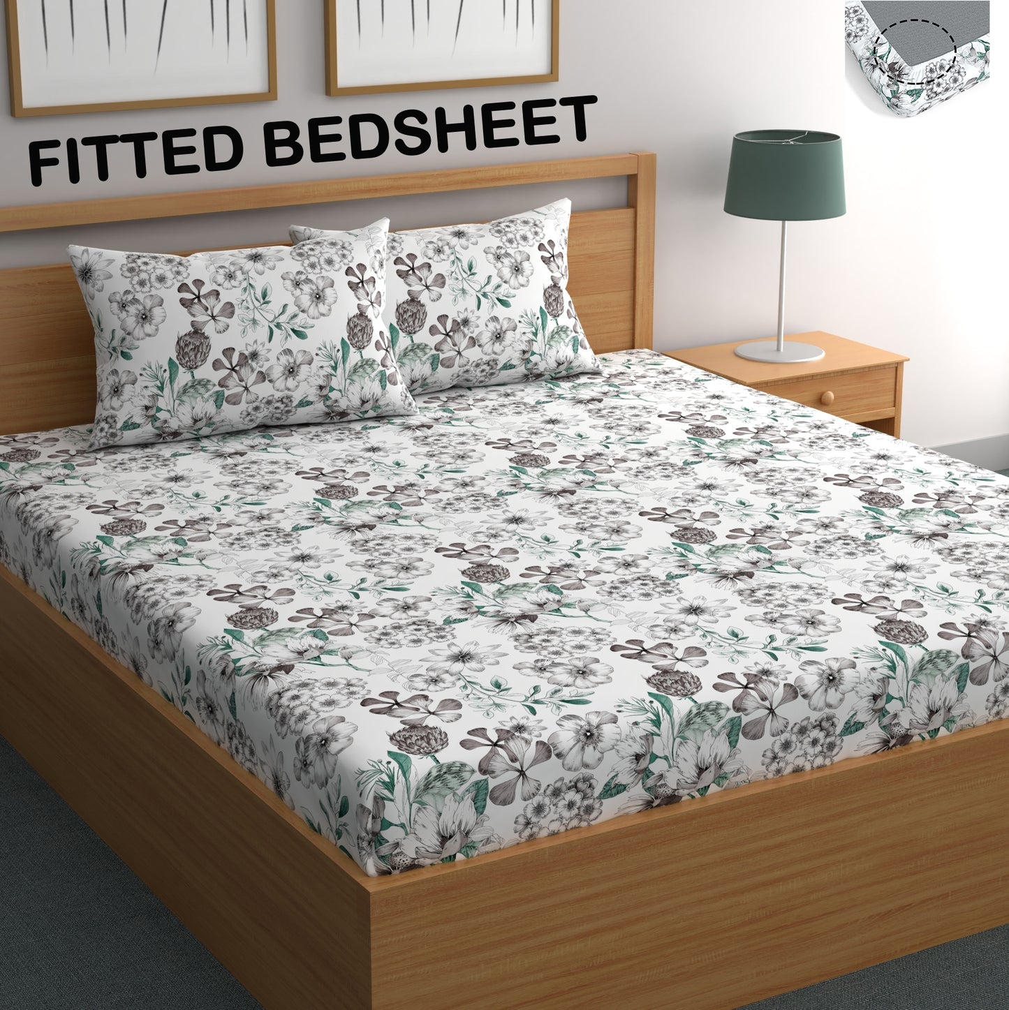 CHHAVI INDIA 210 TC Microfiber Fitted Double Size Printed Bedsheet