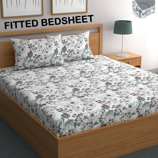 CHHAVI INDIA 210 TC Microfiber Fitted Double Size Printed Bedsheet
