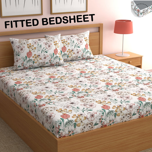 CHHAVI INDIA 210 TC Microfiber Fitted Double Size Printed Bedsheet