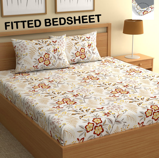 CHHAVI INDIA 210 TC Microfiber Fitted Double Size Printed Bedsheet