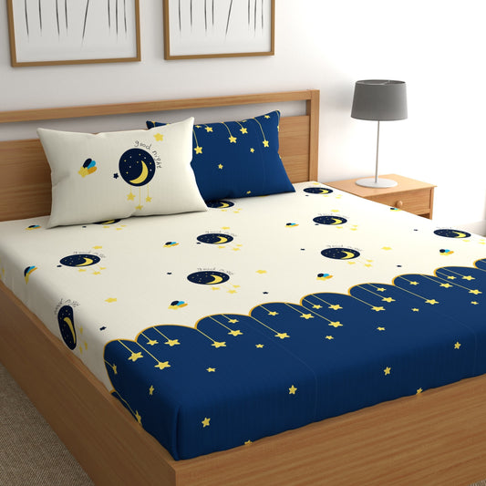 CHHAVI INDIA 210 TC Microfiber Printed Double Bedsheet With Pillow Covers