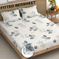 CHHAVI INDIA 210 TC Microfiber Double Fitted  Size Printed Bedsheet with pillow covers