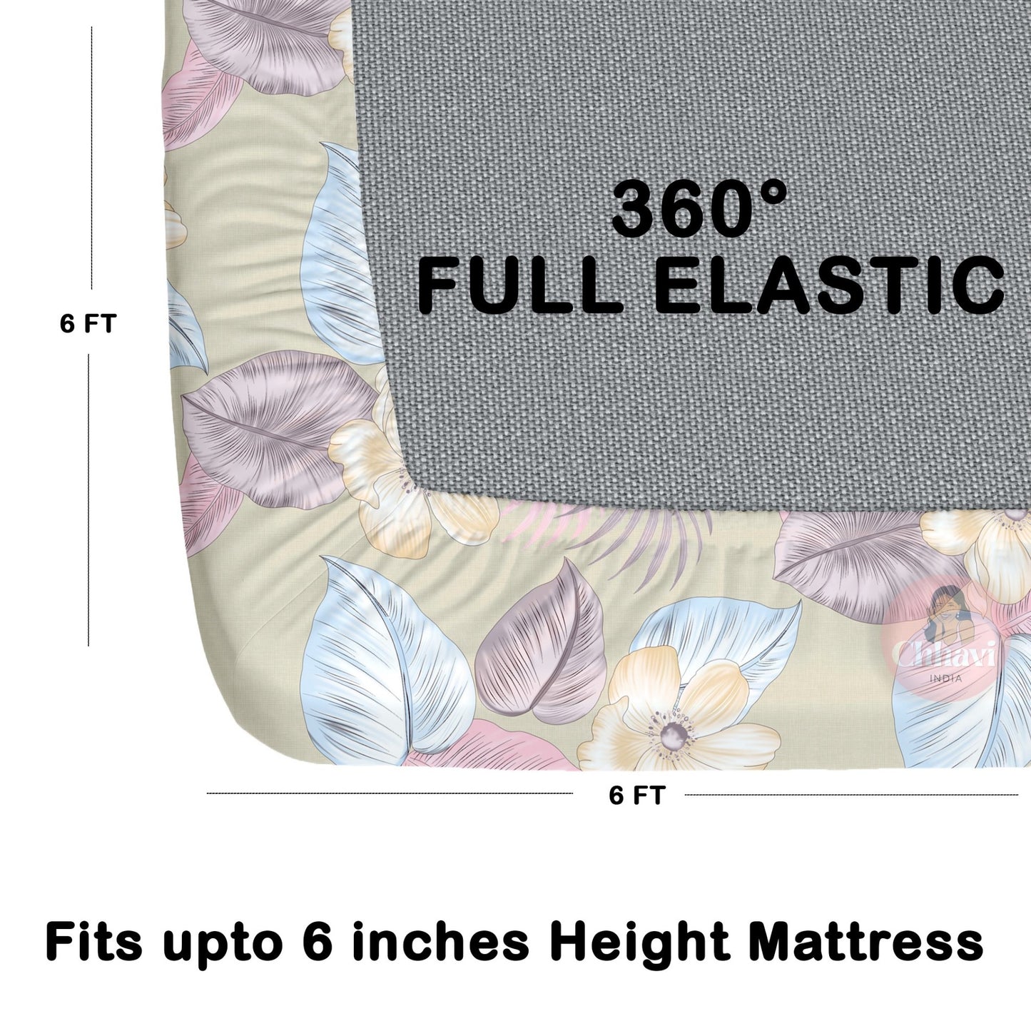 CHHAVI INDIA 210 TC Microfiber Waterproof Printed Fitted (Elastic) Bedsheet
