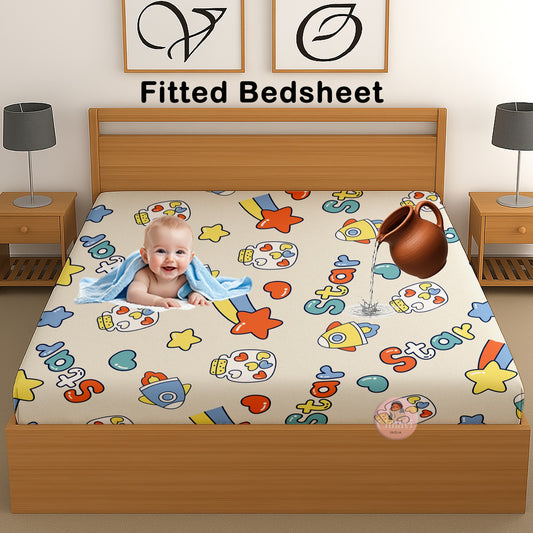 CHHAVI INDIA 210 TC Microfiber Waterproof Printed Fitted (Elastic) Bedsheet