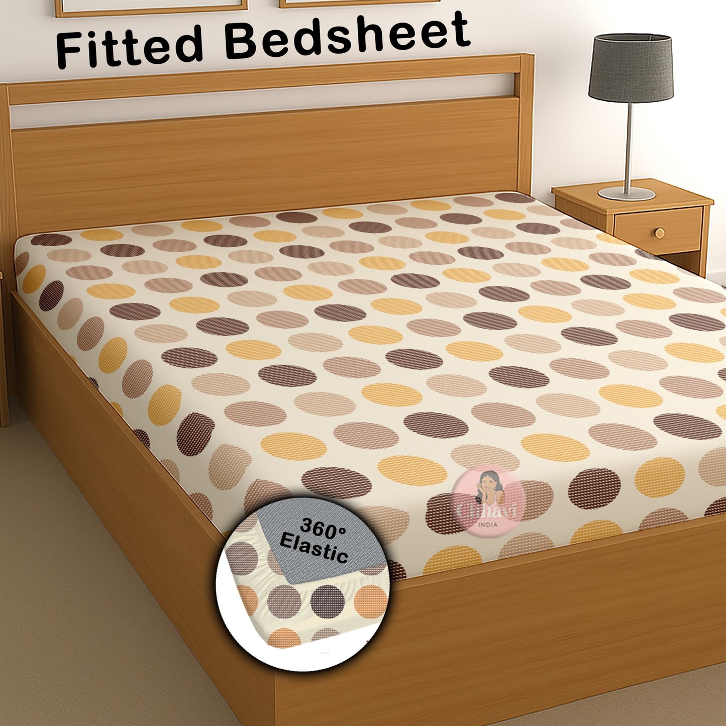CHHAVI INDIA 210 TC Microfiber Waterproof Printed Fitted (Elastic) Bedsheet